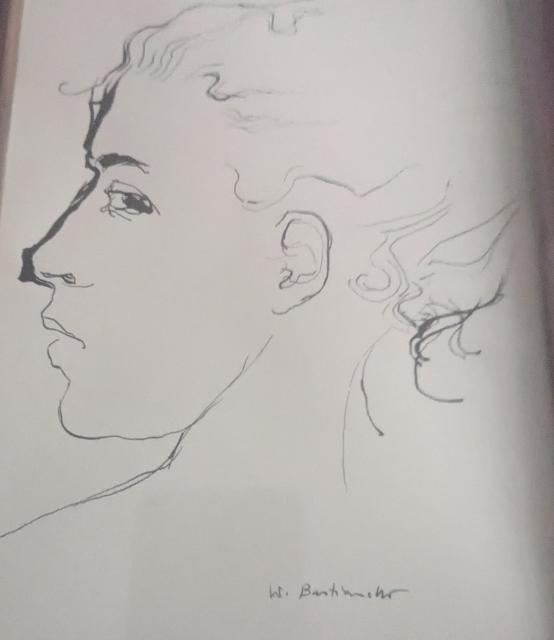 Disegno Testa di donna a china 