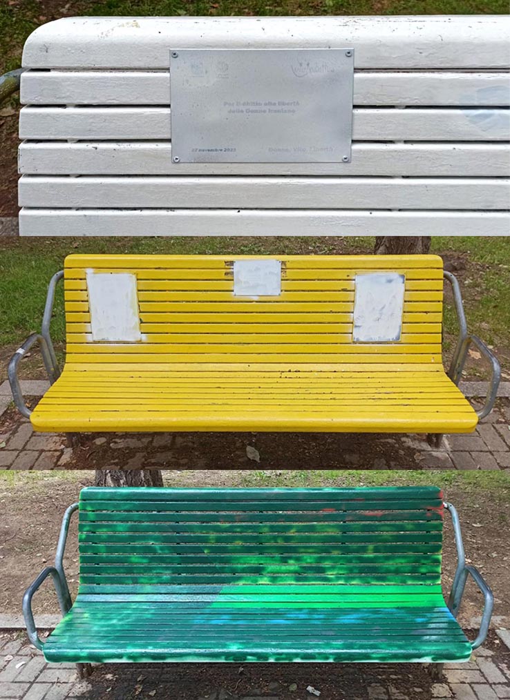3 panchine vandalizzate 3 panchine vandalizzate
