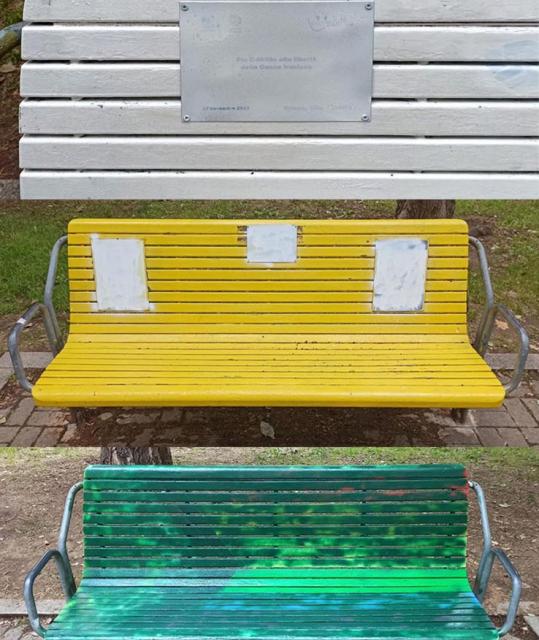 3 panchine vandalizzate