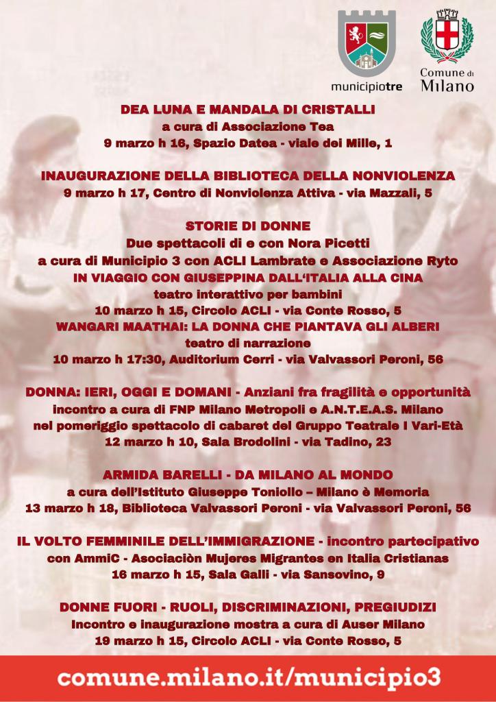 Calendario iniziative per le donne a marzo Calendario iniziative per le donne a marzo