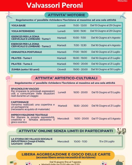 Attivit� case quartiere estate 2026